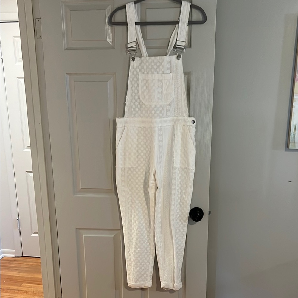 Harlan White Textured Overalls